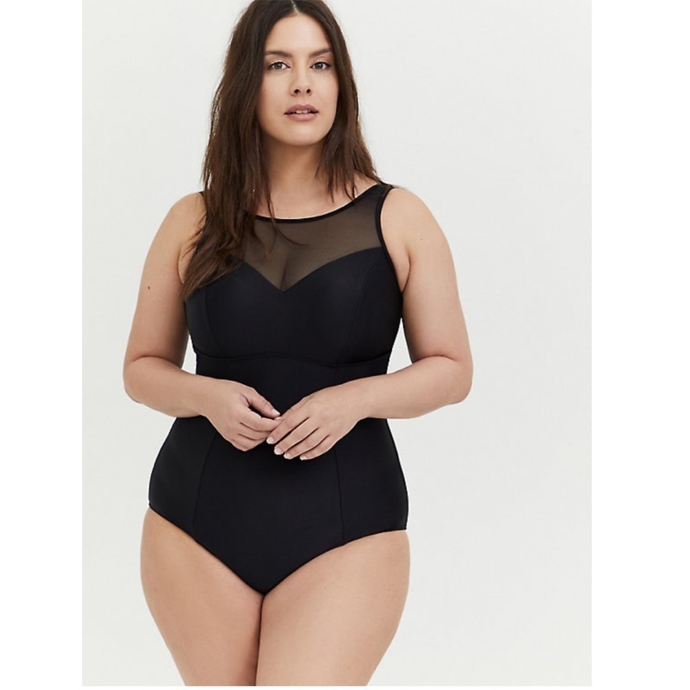 Torrid 2 ILLUSION NECK WIRELESS ONE-PIECE SWIMSUIT